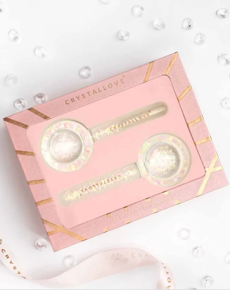 Boules de massage en verre Cryothérapie du visage Cryolift ice globes Crystallove