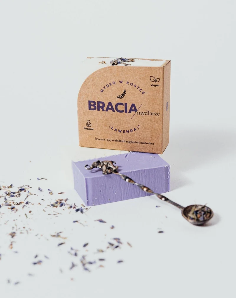 Barre de savon apaisante et hydratante à la lavande avec de l'huile de riz et du beurre de karité Bracia Mydlarze