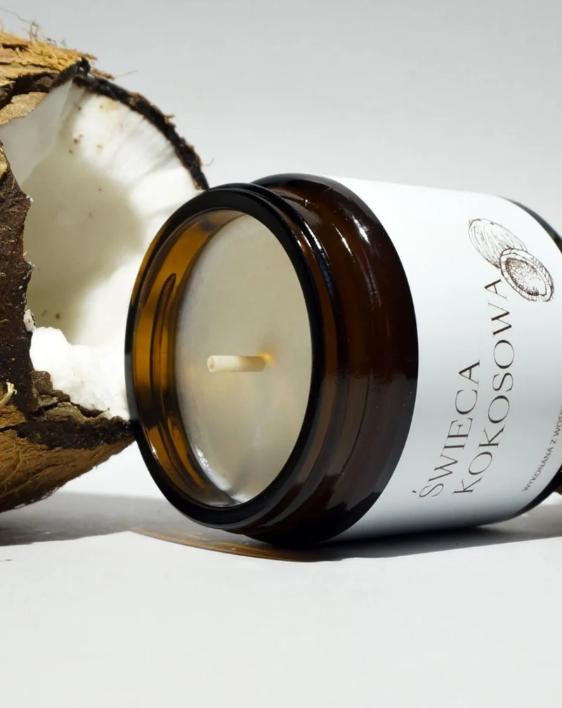 Bougie végétalienne au colza avec mèche en coton au parfum de noix de coco 120 ml MgLife