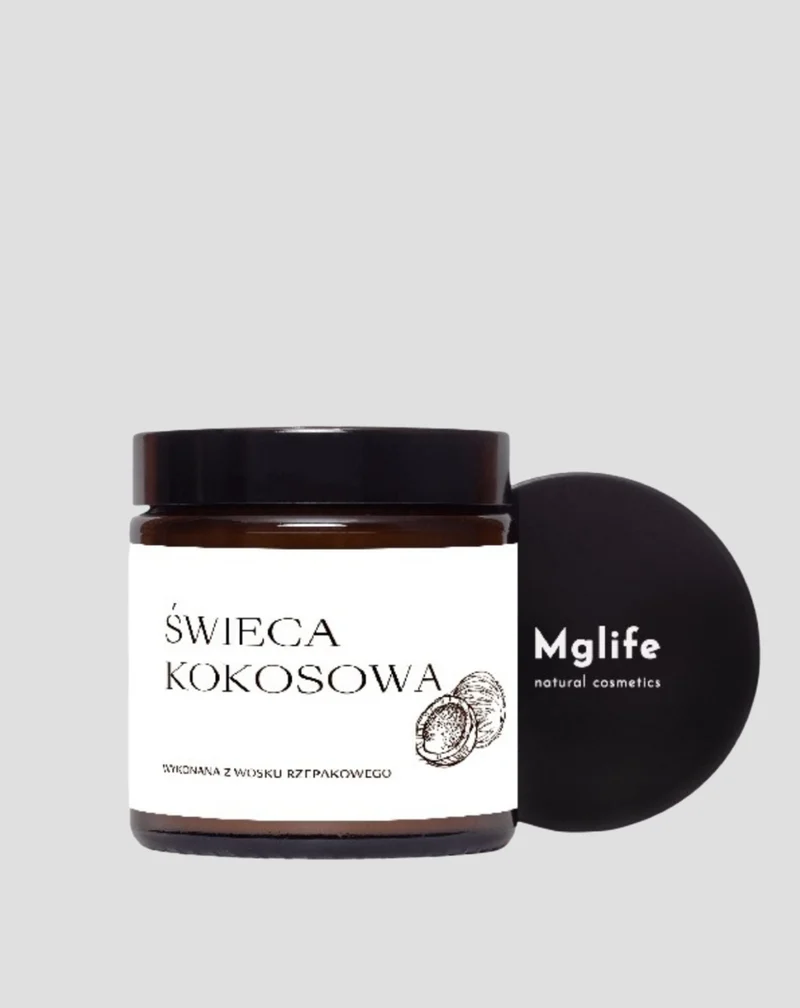 Bougie végétalienne au colza avec mèche en coton au parfum de noix de coco 120 ml MgLife