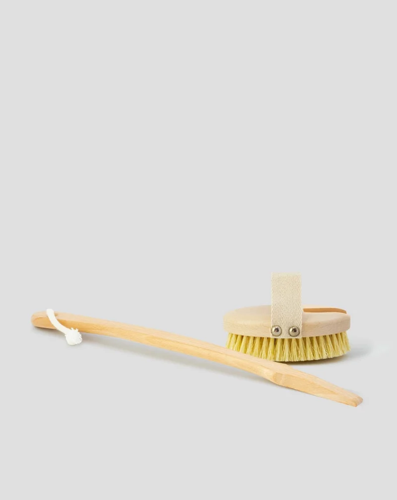 Brosse de massage corporel avec fibre d’agave en bois de hêtre et avec manche détachable n° 2 Hhuumm