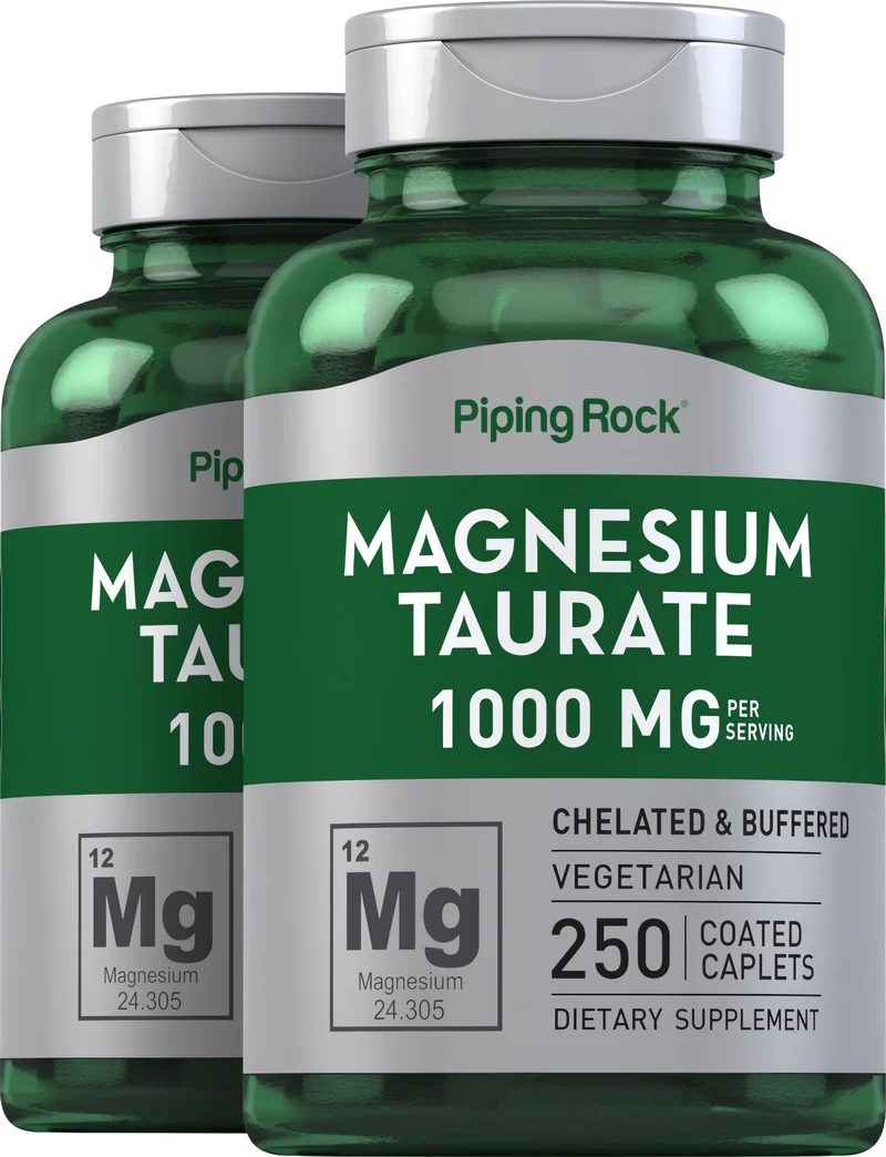 Magnesium Taurate, 1000 mg (per serving), 250 Coated Caplets, 2 Bottles
