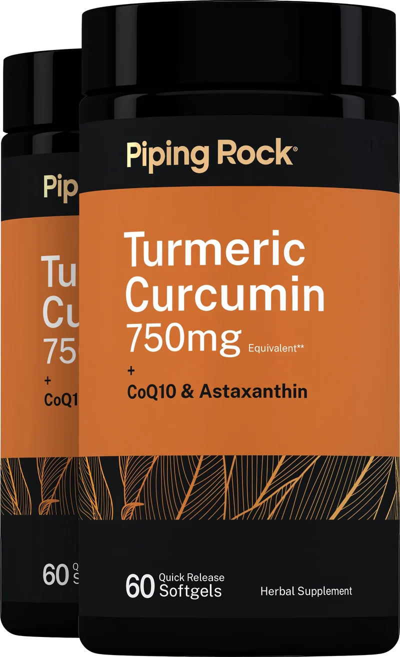Turmeric Curcumin plus CoQ10 and Astaxanthin, 750 mg, 60 Quick Release Softgels, 2 Bottles