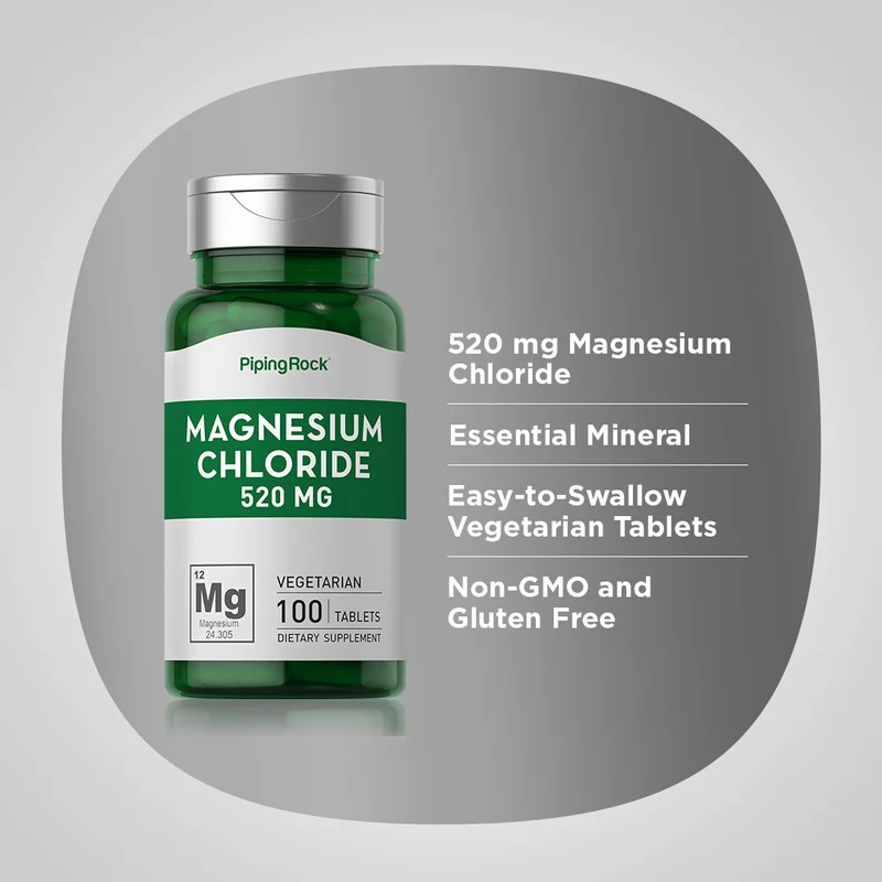 Magnesium Chloride, 520 mg, 100 Tablets, 2 Bottles