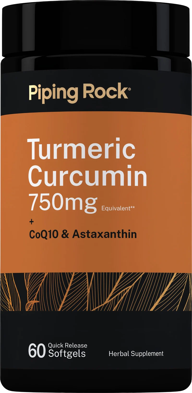 Turmeric Curcumin plus CoQ10 and Astaxanthin, 750 mg, 60 Quick Release Softgels