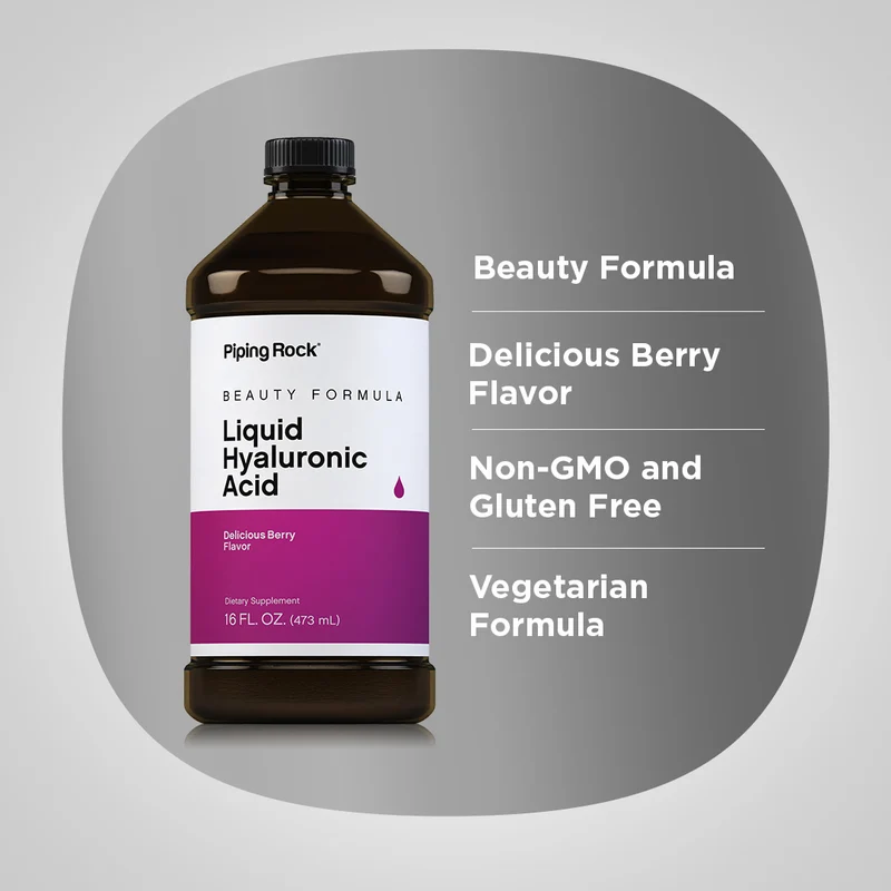 Hyaluronic Acid Liquid (Delicious Berry), 16 fl oz (473 mL) Bottle, 2 Bottles