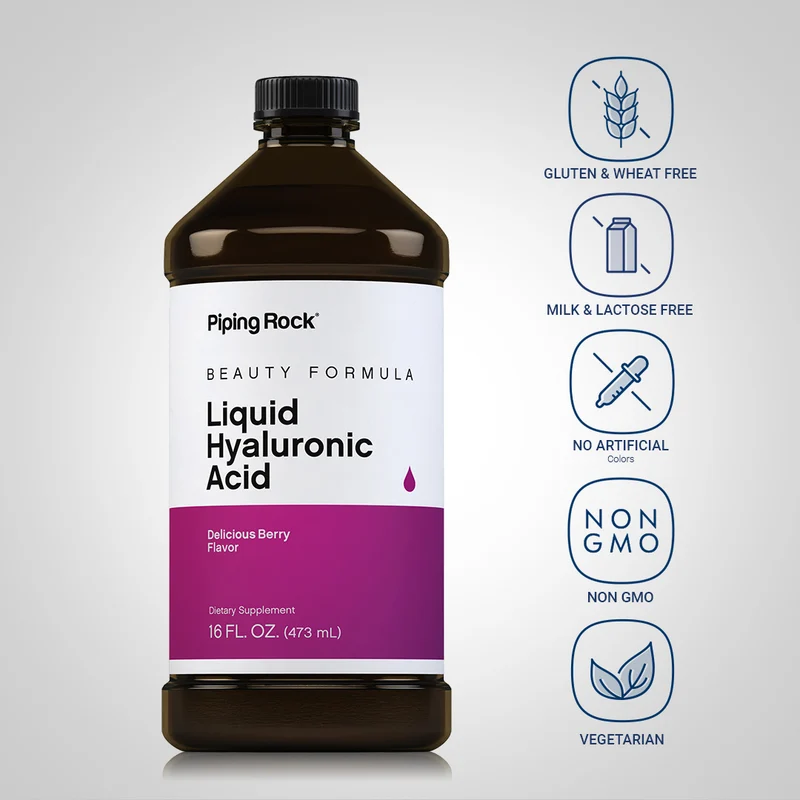 Hyaluronic Acid Liquid (Delicious Berry), 16 fl oz (473 mL) Bottle, 2 Bottles