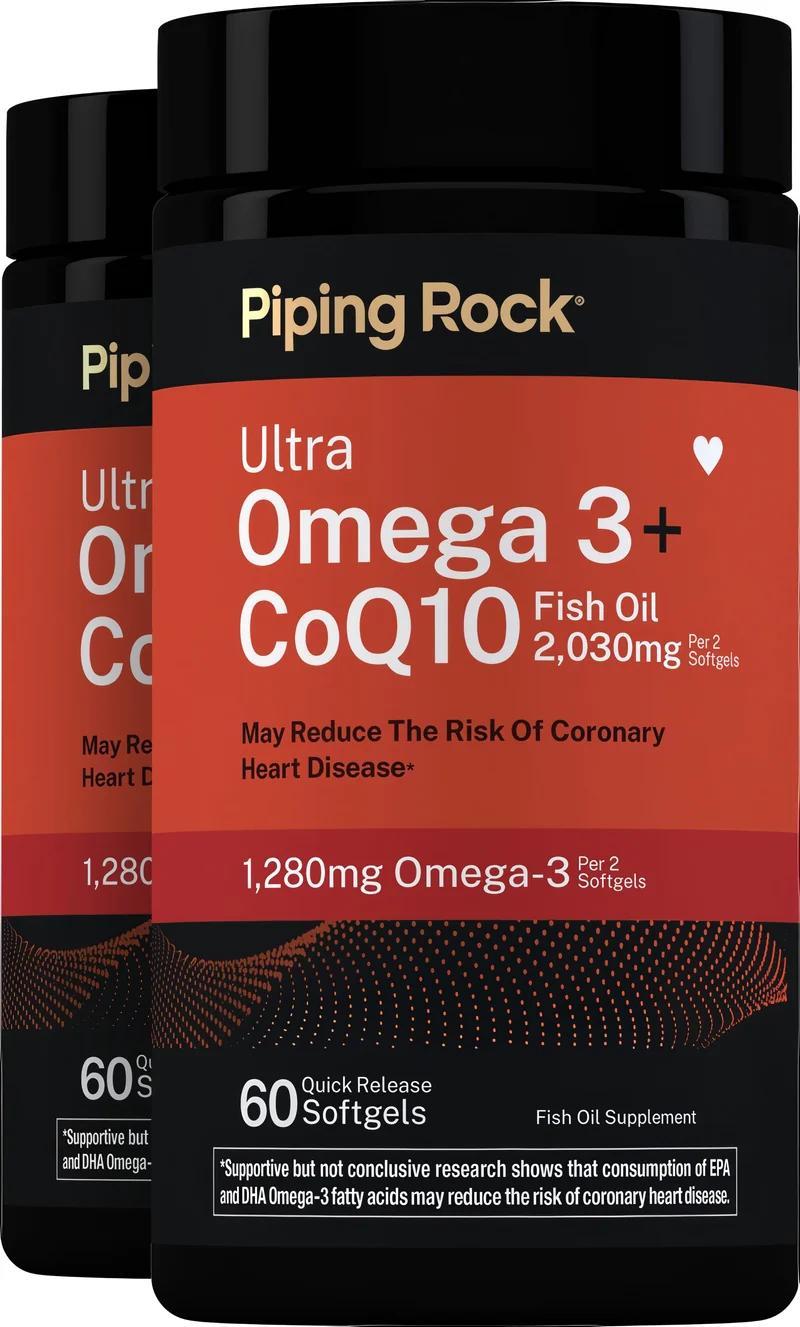 Ultra Omega 3 plus CoQ10 Fish Oil, 60 Quick Release Softgels, 2 Bottles