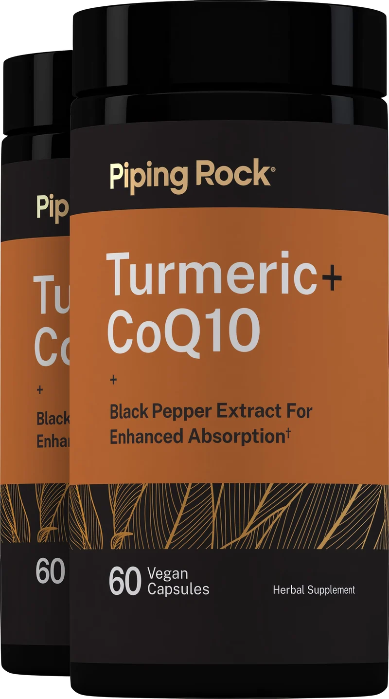Turmeric plus CoQ10 w/ Black Pepper Extract, 60 Vegan Capsules, 2 Bottles