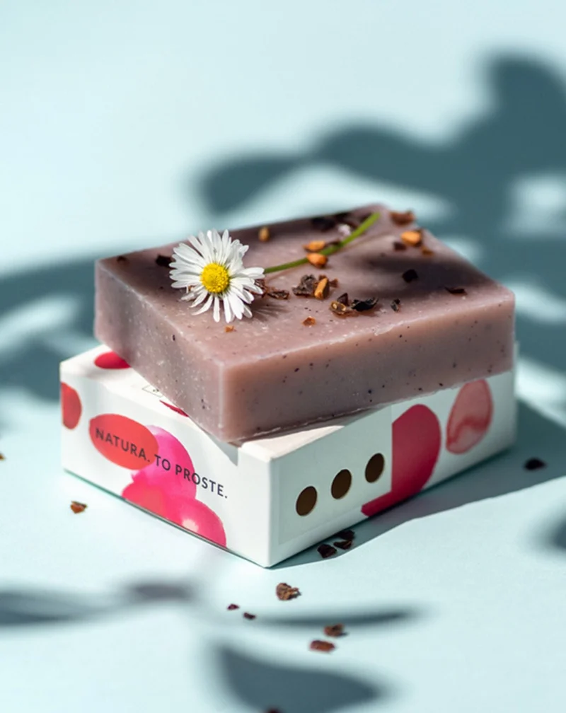 Savon traditionnel 100 % naturel à la framboise avec des huiles végétales Opcja Natura