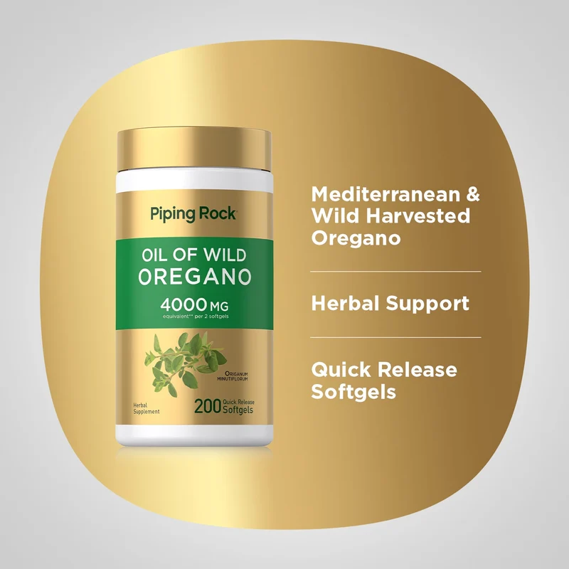 Oil of Oregano, 4000 mg (per serving), 200 Quick Release Softgels
