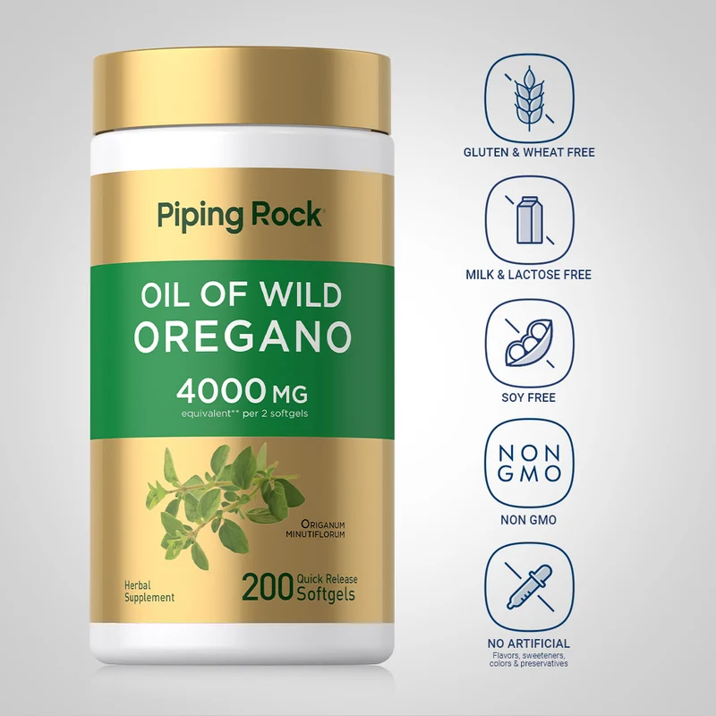 Oil of Oregano, 4000 mg (per serving), 200 Quick Release Softgels, 2 Bottles