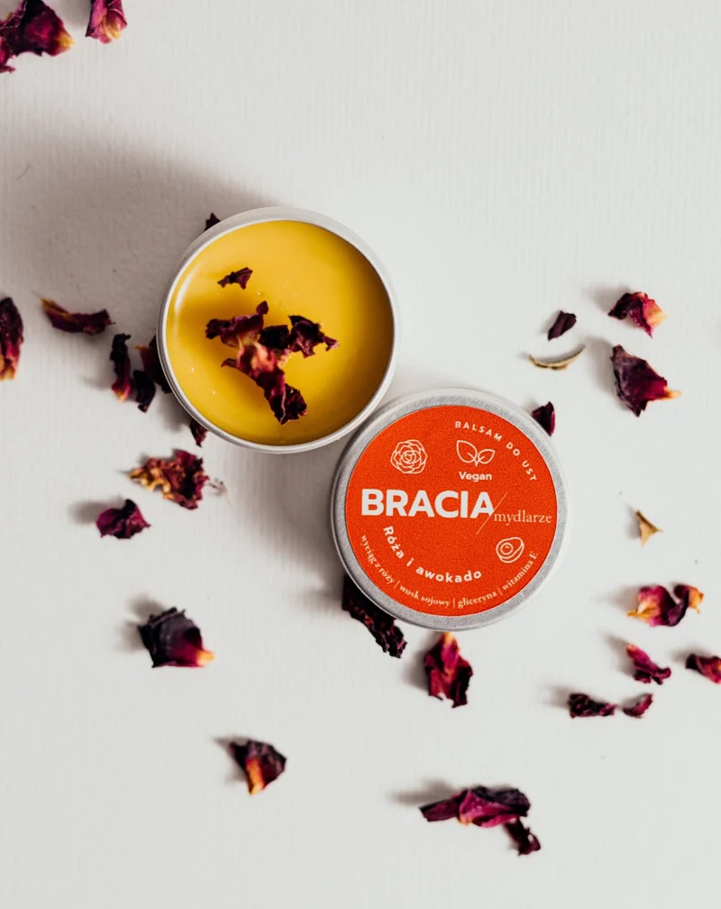 Baume à lèvres régénérant à la rose et à l'avocat avec vitamine E Bracia Mydlarze