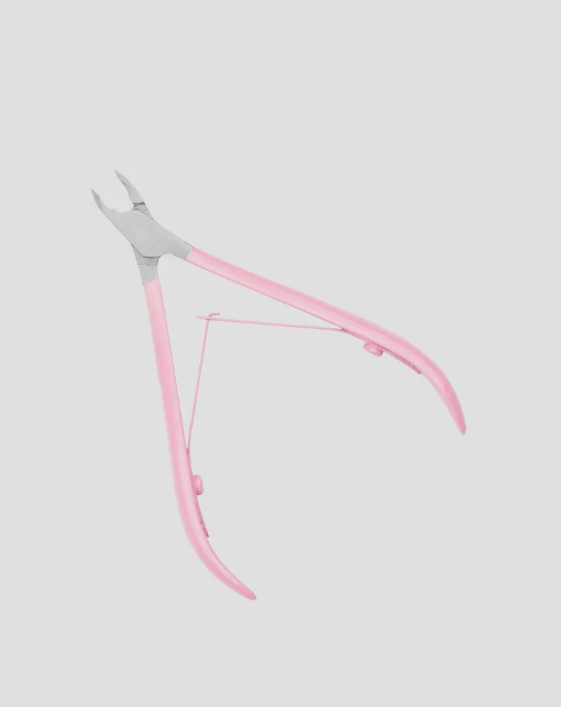 Pince à cuticules professionnelle de 3 mm avec manche rose satiné You Beauty
