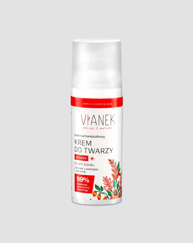 Crème de jour anti-rides pour le visage pour peaux sèches au trèfle rouge Vianek