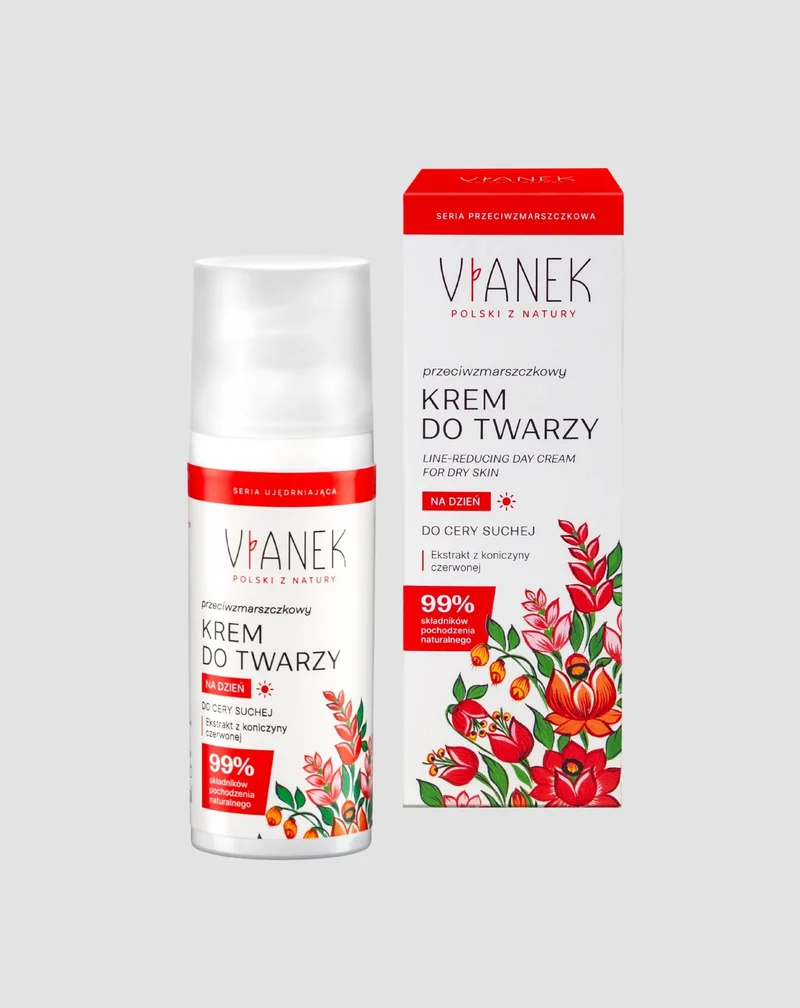 Crème de jour anti-rides pour le visage pour peaux sèches au trèfle rouge Vianek