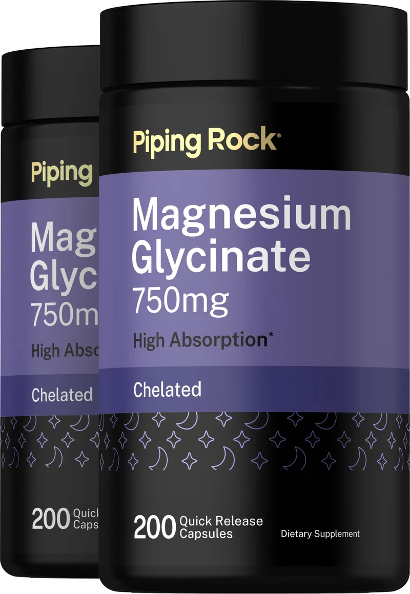 Magnesium Glycinate, 750 mg, 200 Quick Release Capsules, 2 Bottles