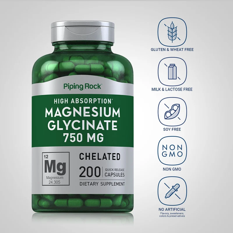 Magnesium Glycinate, 750 mg, 200 Quick Release Capsules, 2 Bottles