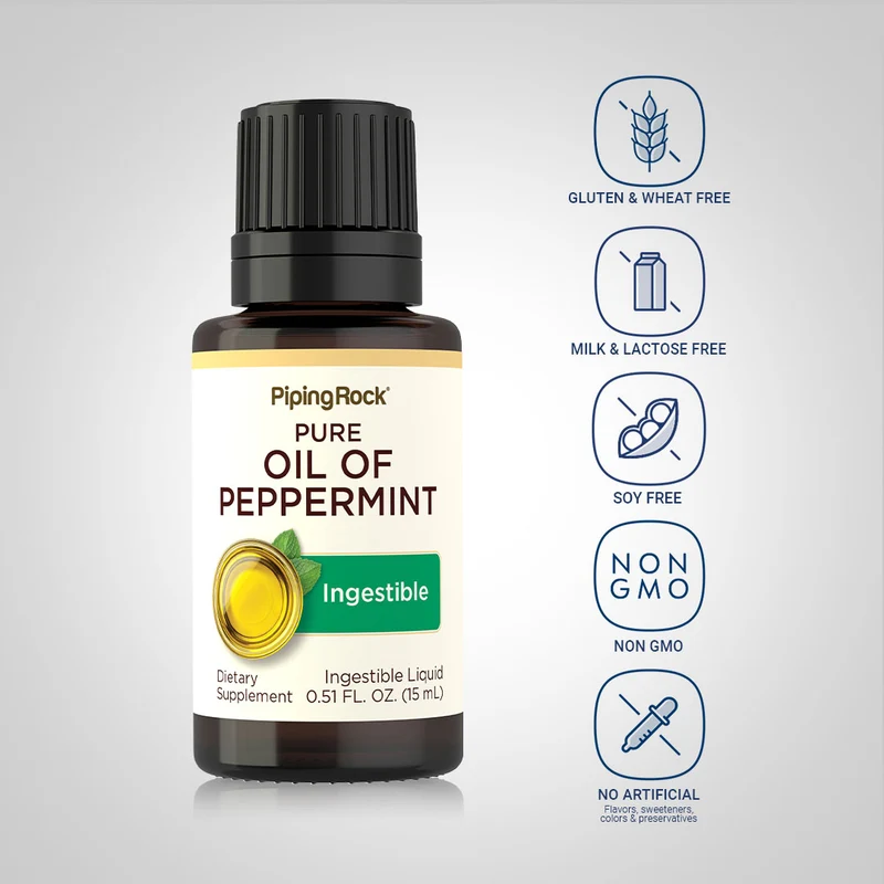 Oil of Peppermint Ingestible, 1/2 fl oz (15 mL) Dropper Bottle