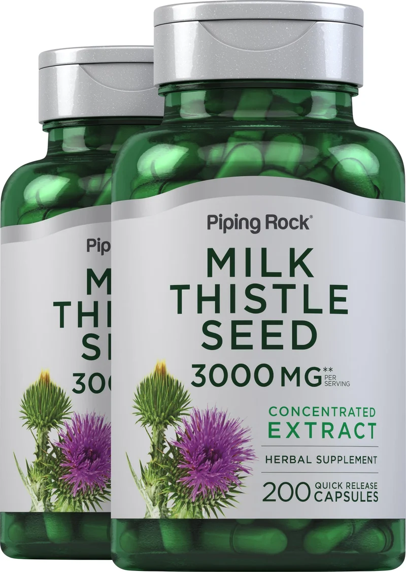 Milk Thistle Seed Extract, 3000 mg (per serving), 200 Quick Release Capsules, 2 Bottles