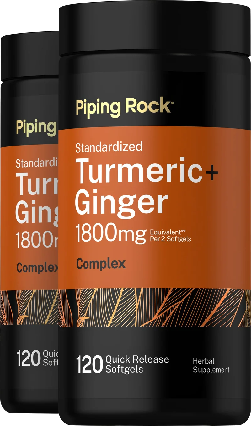 Turmeric Ginger Complex Standardized, 1800 mg (per serving), 120 Quick Release Softgels, 2 Bottles