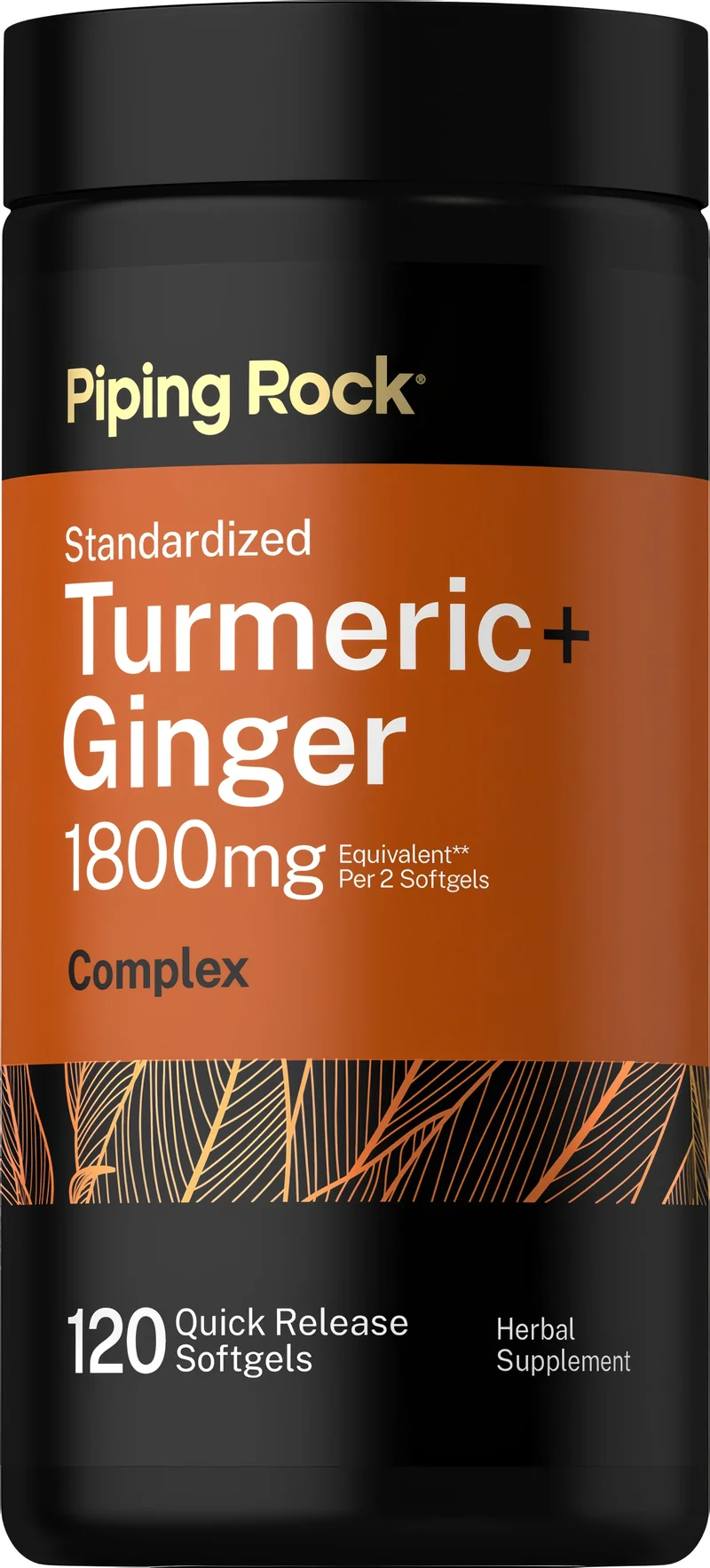Turmeric Ginger Complex Standardized, 1800 mg (per serving), 120 Quick Release Softgels
