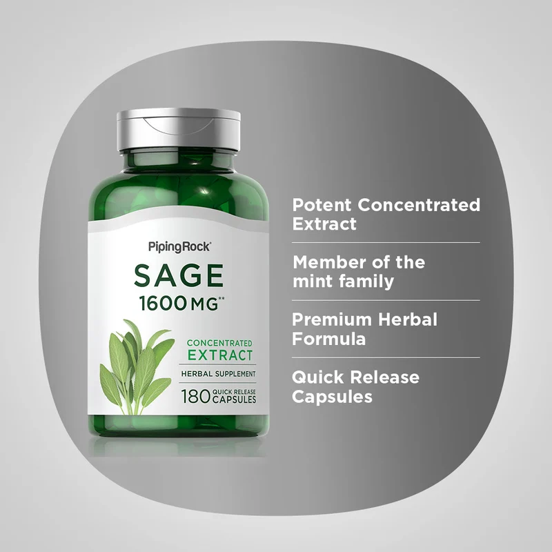 Sage, 1600 mg, 180 Quick Release Capsules, 2 Bottles