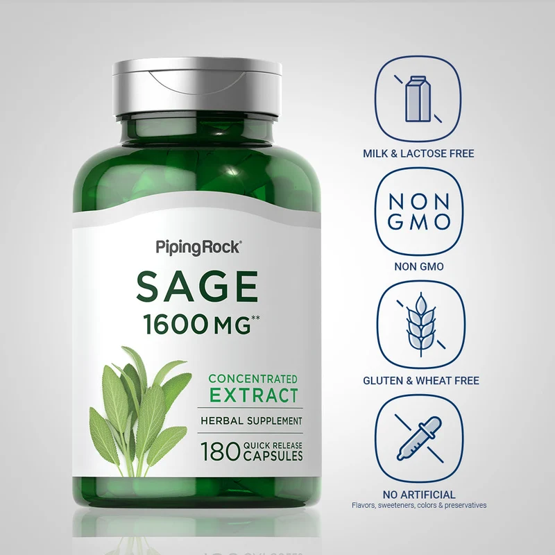 Sage, 1600 mg, 180 Quick Release Capsules, 2 Bottles