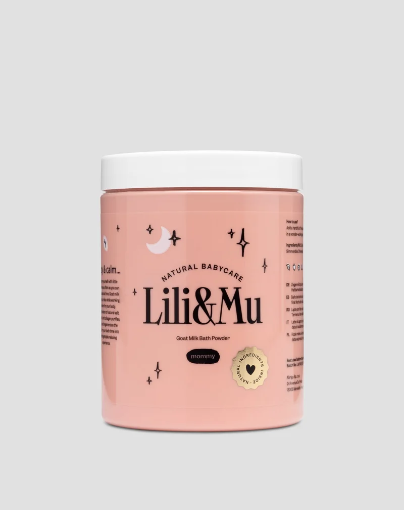 Bain de chèvre en poudre Lili&Mu pour les mamans avec huile de jojoba et panthénol