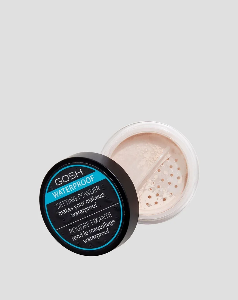 Poudre fixatrice en vrac transparente et imperméable à la texture soyeuse Gosh