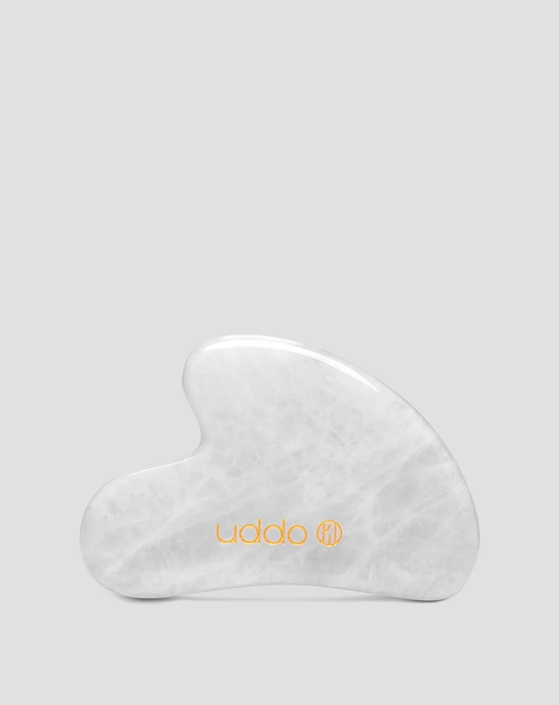 Pierre de massage du visage gua sha en jade blanc pour la réduction des gonflements et le raffermissement Uddo