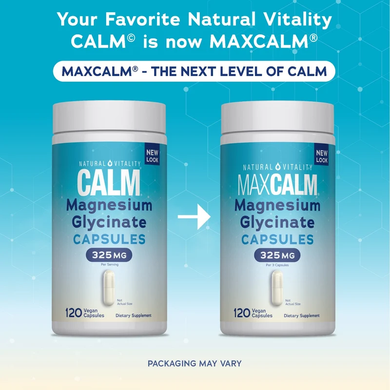 MAXCALM Magnesium Glycinate, 325 mg, 120 Vegan Capsules