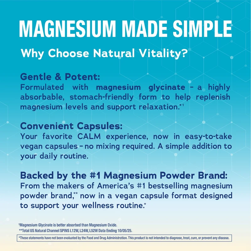 MAXCALM Magnesium Glycinate, 325 mg, 120 Vegan Capsules