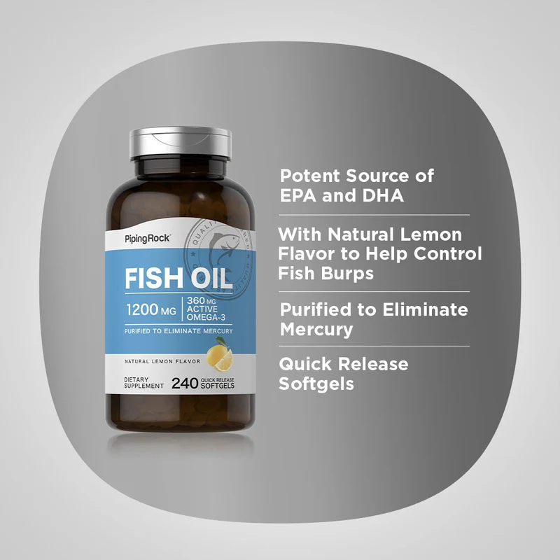 Omega-3 Fish Oil (Natural Lemon), 1200 mg, 240 Quick Release Softgels