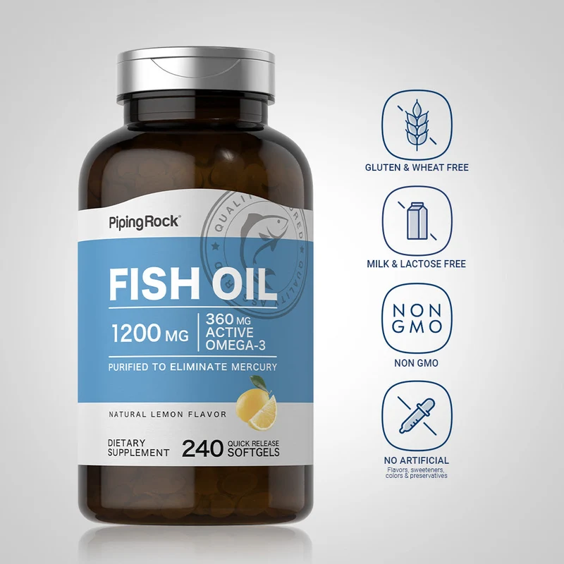 Omega-3 Fish Oil (Natural Lemon), 1200 mg, 240 Quick Release Softgels