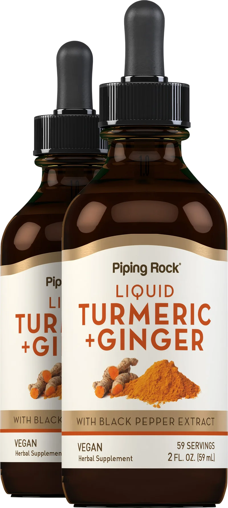 Liquid Turmeric Plus Ginger, 2 fl oz (59 mL) Dropper Bottle, 2 Dropper Bottles