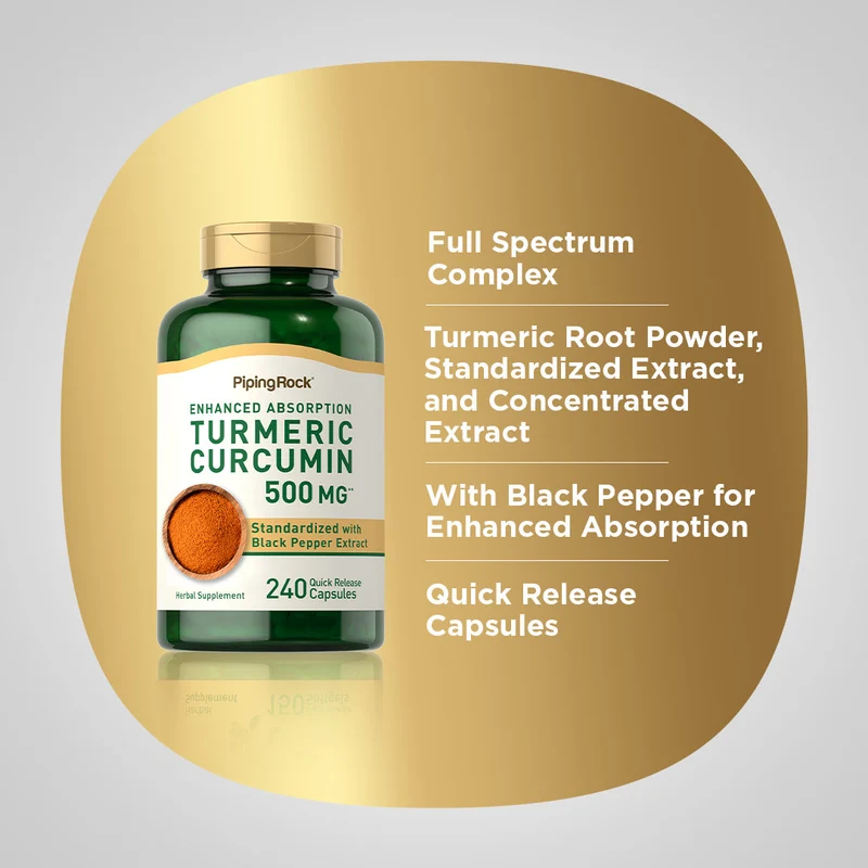 Standardized Turmeric Curcumin Complex, 500 mg, 240 Quick Release Capsules, 2 Bottles