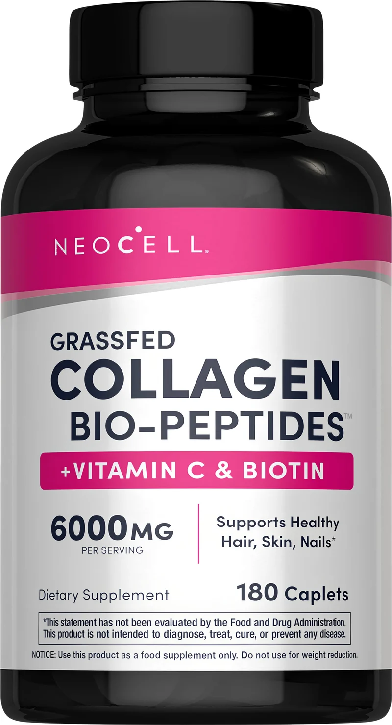 Grassfed Collagen Peptides + C & Biotin, 6000 mg, 180 Caplets