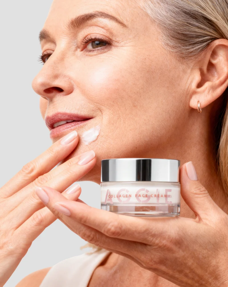 Crème pour peaux matures au collagène, à l'acide hyaluronique et à la vitamine E pour les femmes de plus de 50 ans Aggie