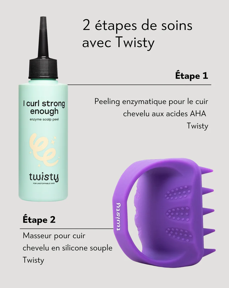 Gommage enzymatique de Twisty pour le cuir chevelu aux acides AHA pour nettoyer et stimuler la microcirculation