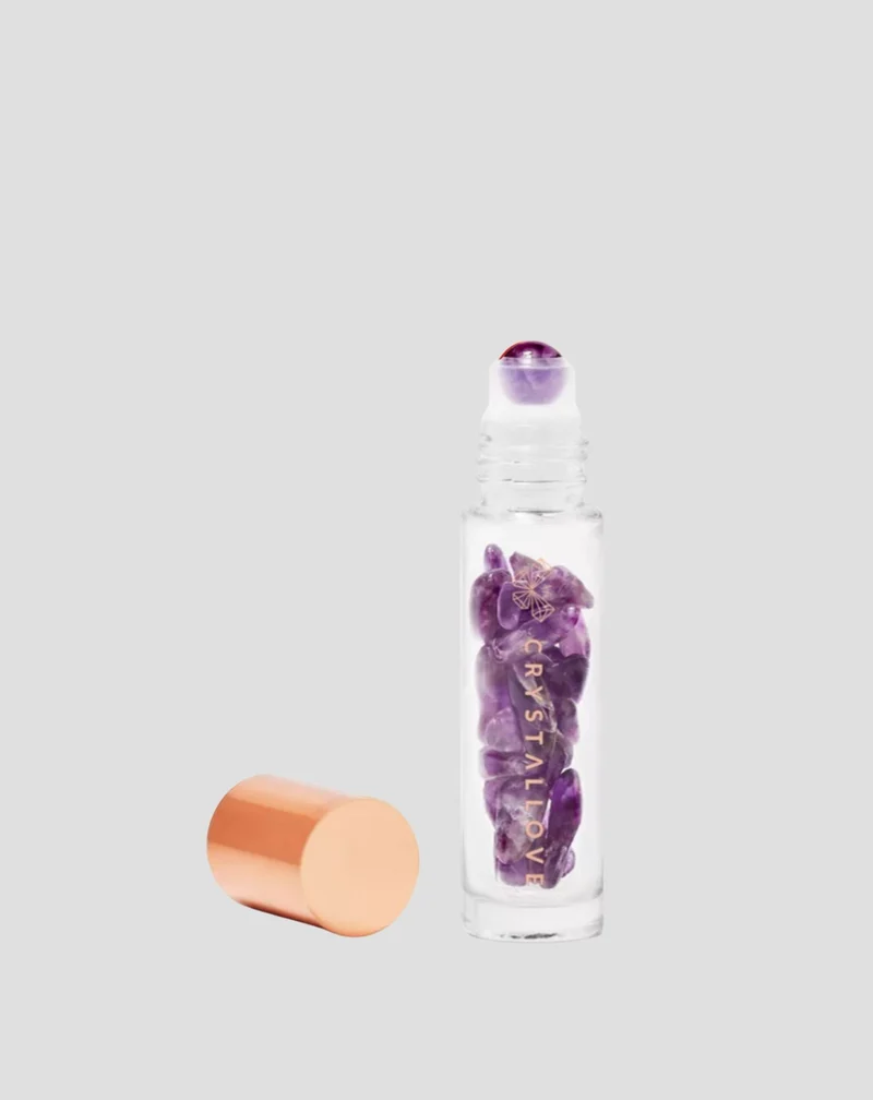 Flacon avec des cristaux pour huiles essentielles – améthyste Crystallove