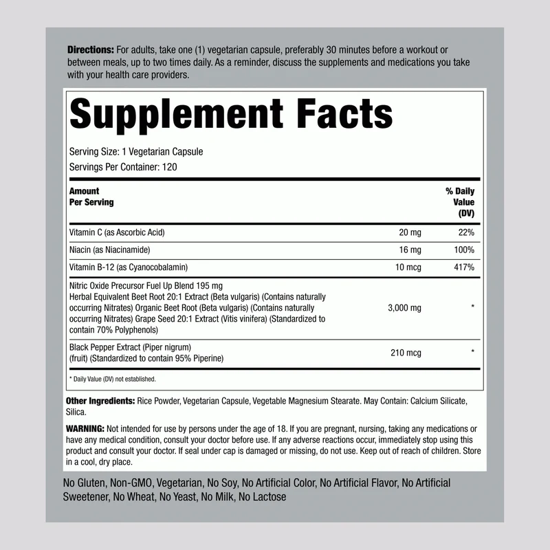 Nitric Oxide BeetFit Pro, 120 Vegetarian Capsules, 2 Bottles