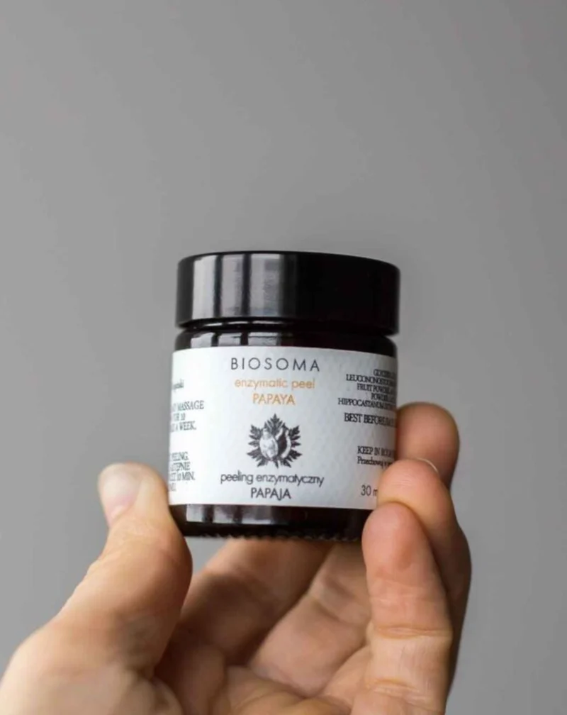 Produit exfoliant enzymatique - Masque de papaye pour tous les types de peau, ligne RAW Biosoma