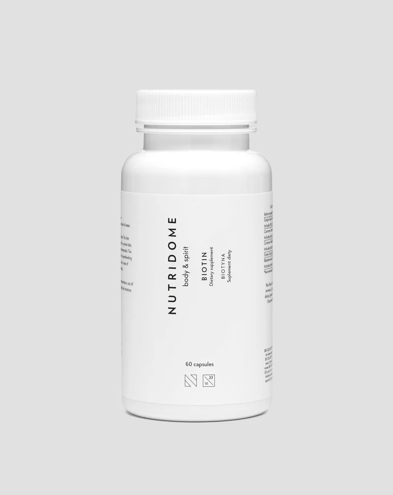 Biotine 2500 mcg Nutridome pour Cheveux, Peau et Ongles – 60 gélules