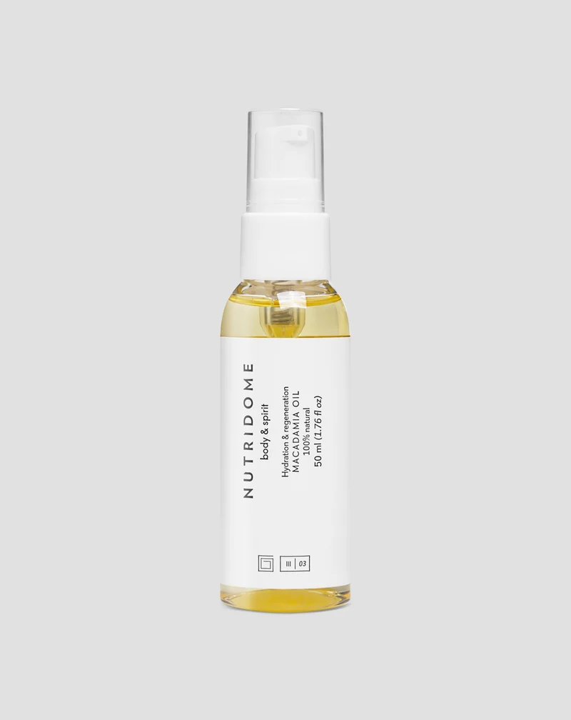 Huile de macadamia Nutridome 100 % naturelle pour rétablir l’éclat des cheveux