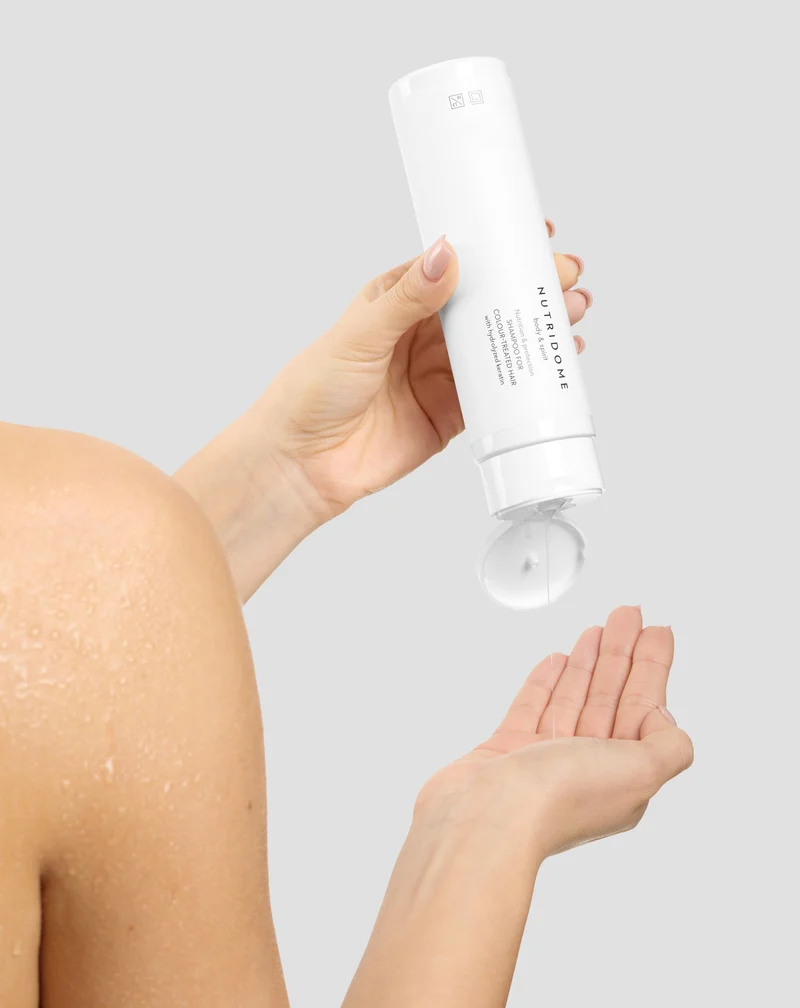 Shampoing pour cheveux colorés Nutridome à la kératine hydrolysée, nourrissant et protecteur des cheveux