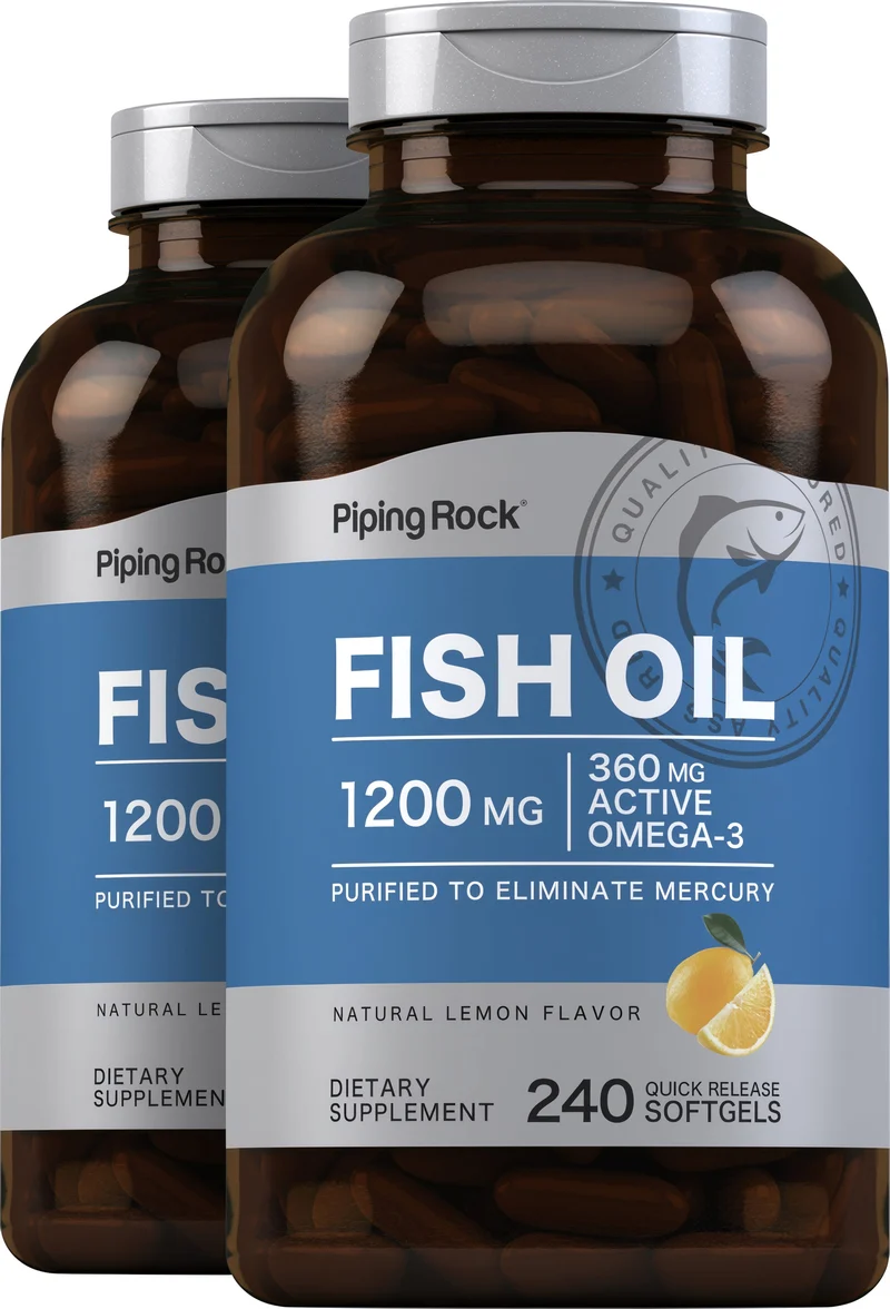Omega-3 Fish Oil (Natural Lemon), 1200 mg, 240 Quick Release Softgels, 2 Bottles