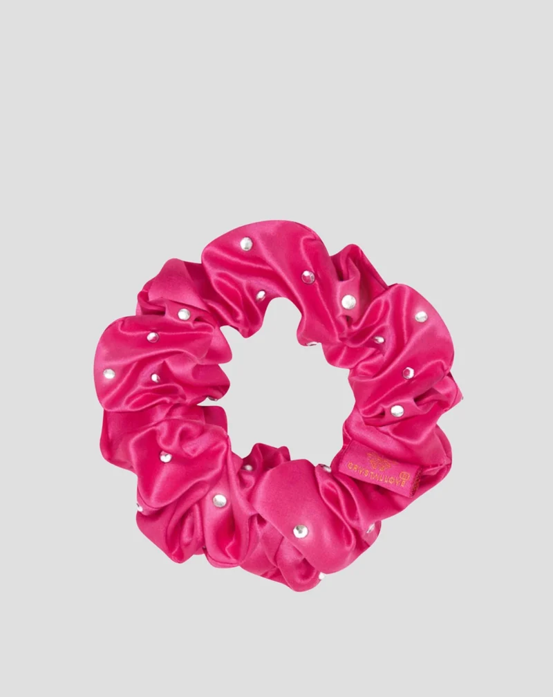 Chouchou en soie avec cristaux – hot pink Crystallove