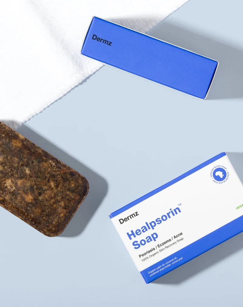 Savon noir africain pour l'acné, le psoriasis et l'eczéma Healpsorin Dermz