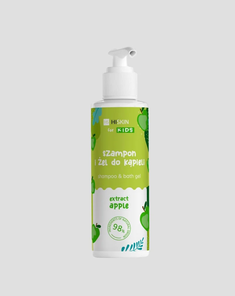 Shampooing et gel douche 2 en 1 pour enfants au parfum de pomme HiSkin